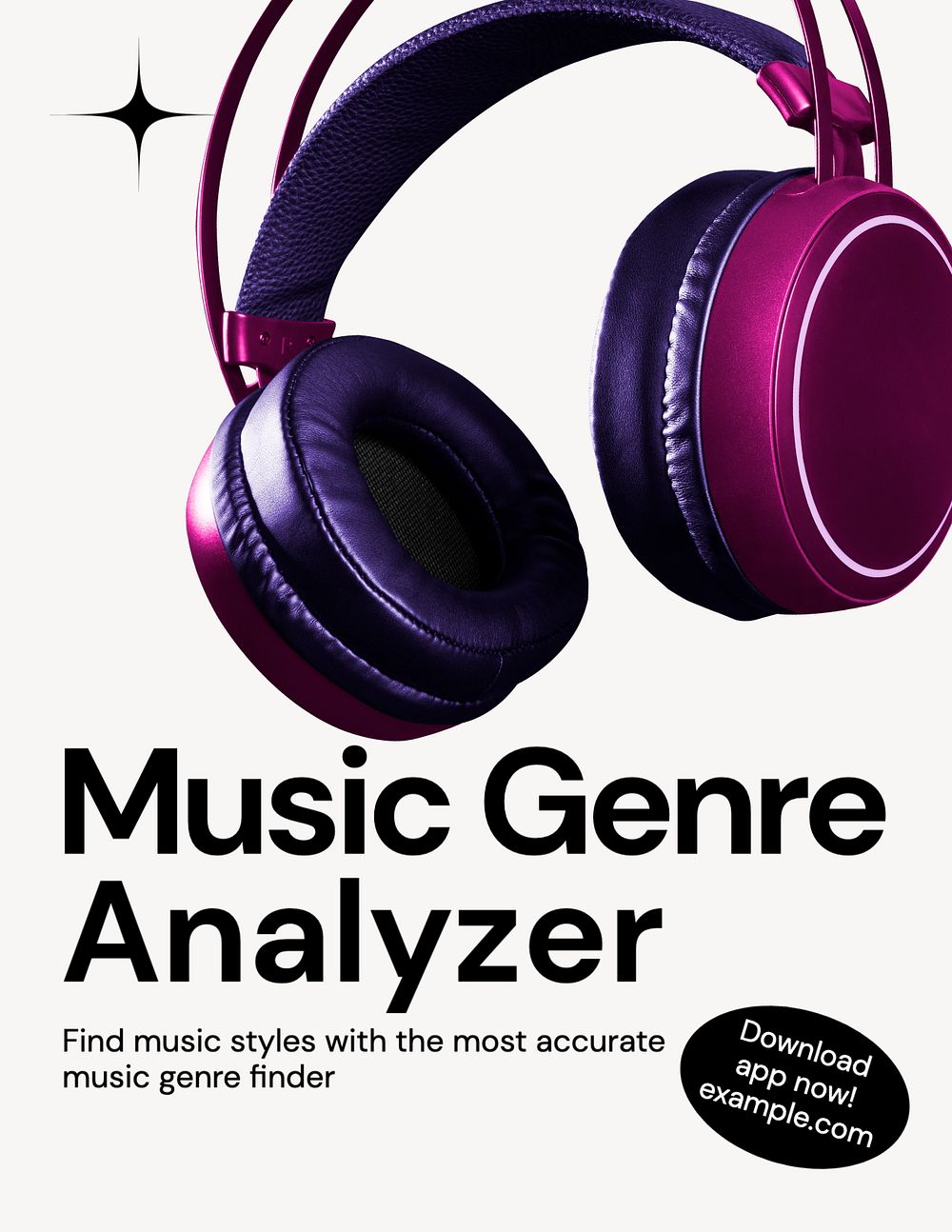 Music genre analyzer, editable flyer template for branding