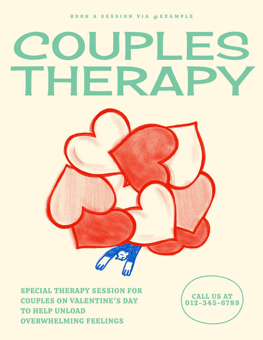 Couples therapy session flyer template, editable advertisement