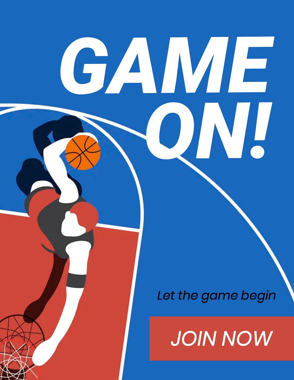Basketball sport flyer template, game on! quote