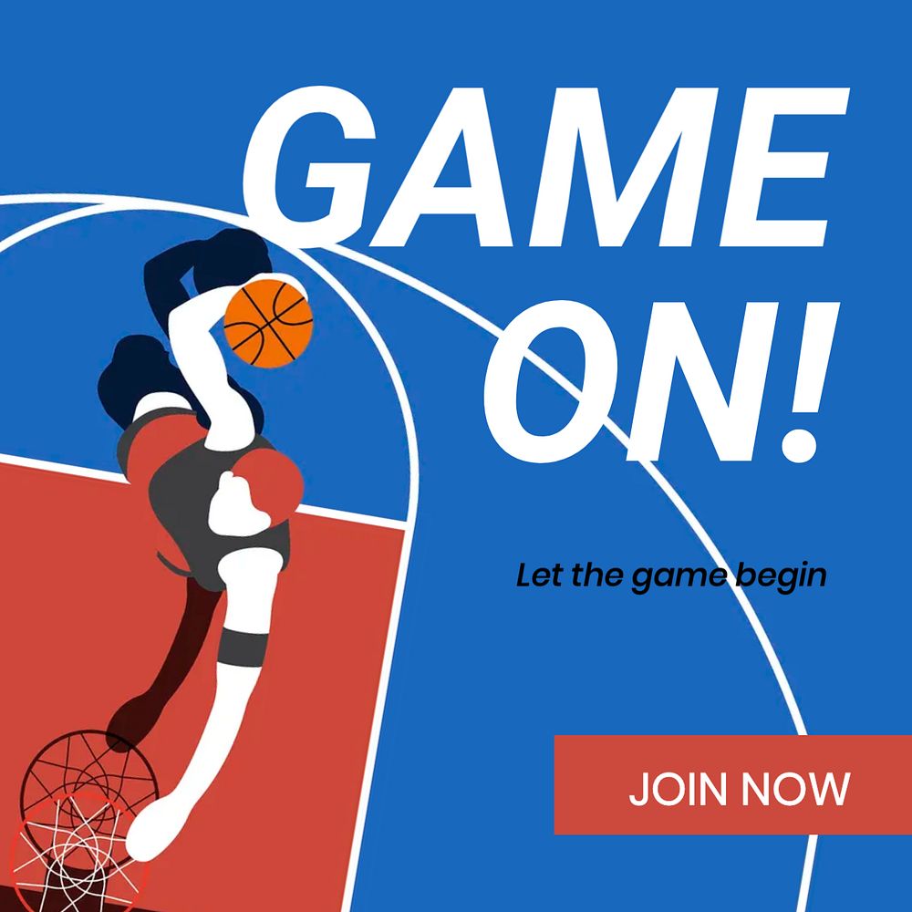 Basketball sport Instagram post template, game on! quote