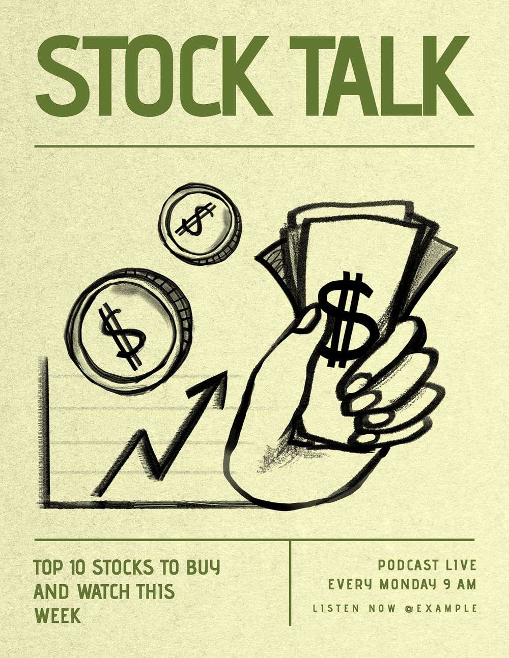 Stock talk podcast flyer template, editable advertisement