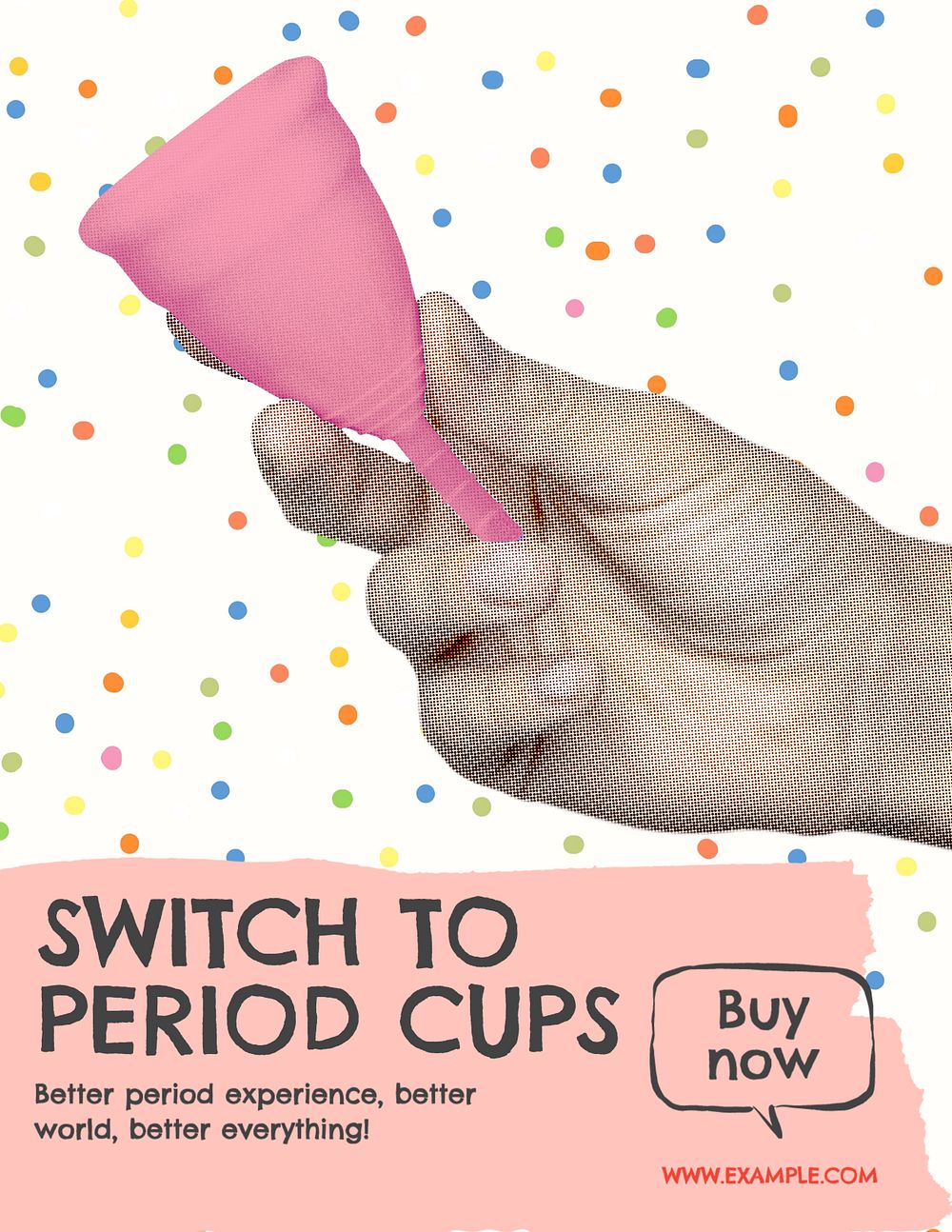 Period cups, editable flyer template