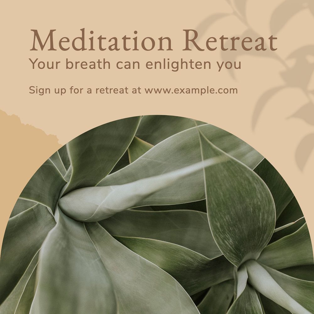 Meditation retreat Instagram post template, editable social media ad