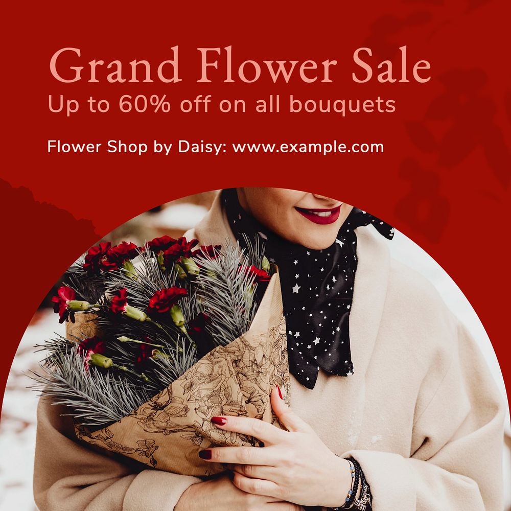 Florist sale Instagram post template, editable social media ad