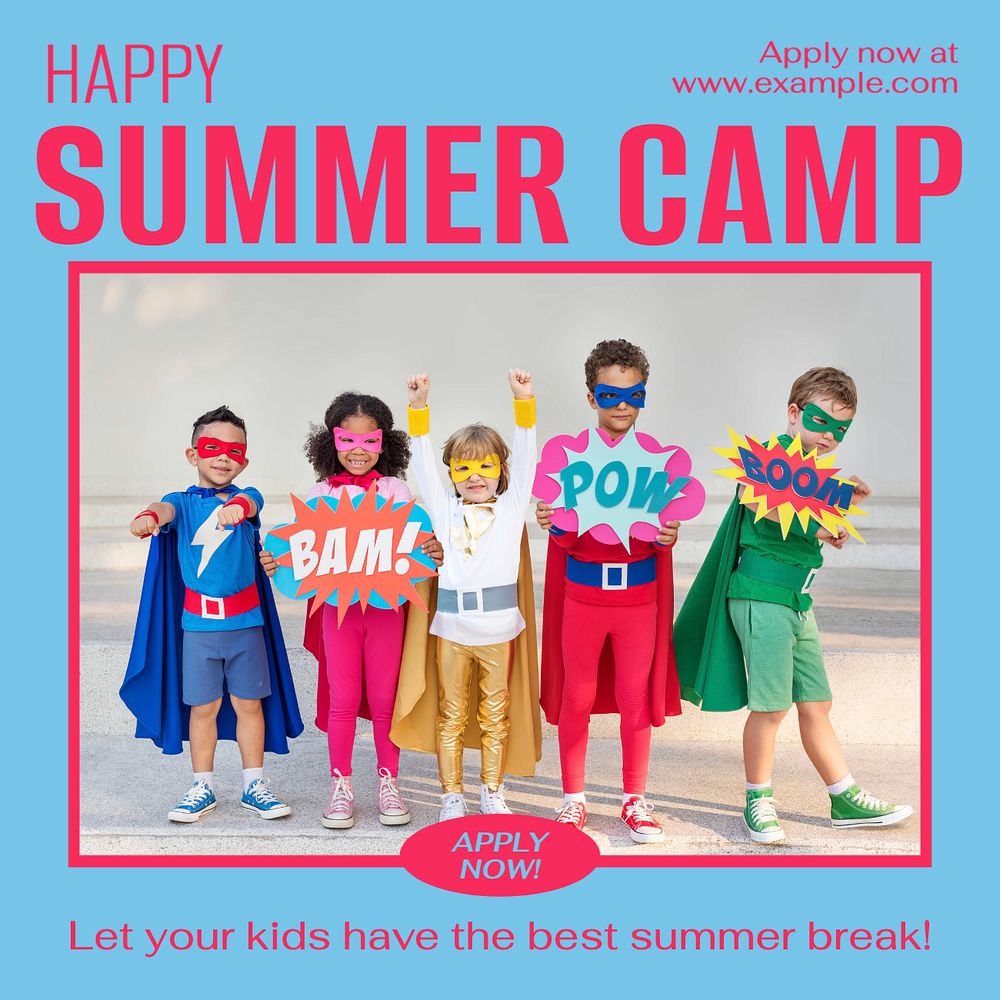 Summer camp Instagram post template, editable social media ad