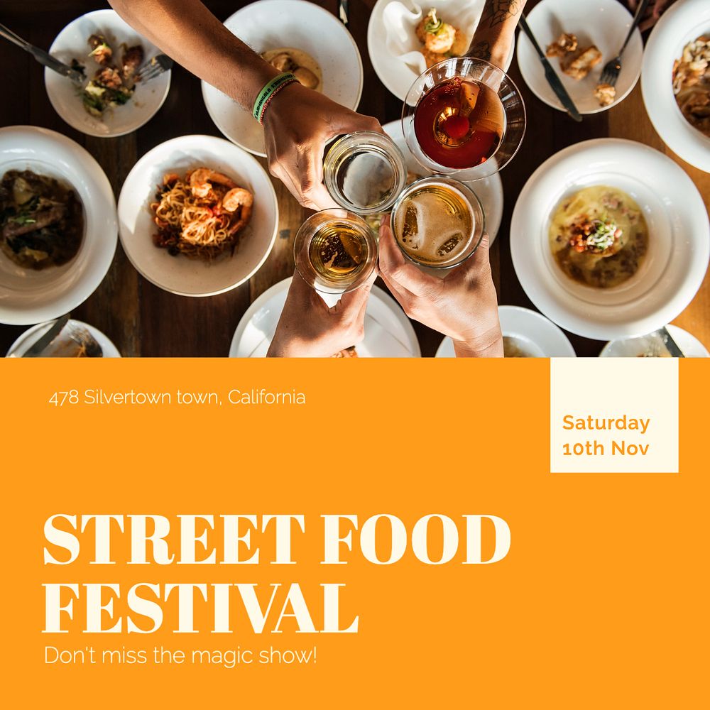 Street food festival Instagram post template, editable social media ad