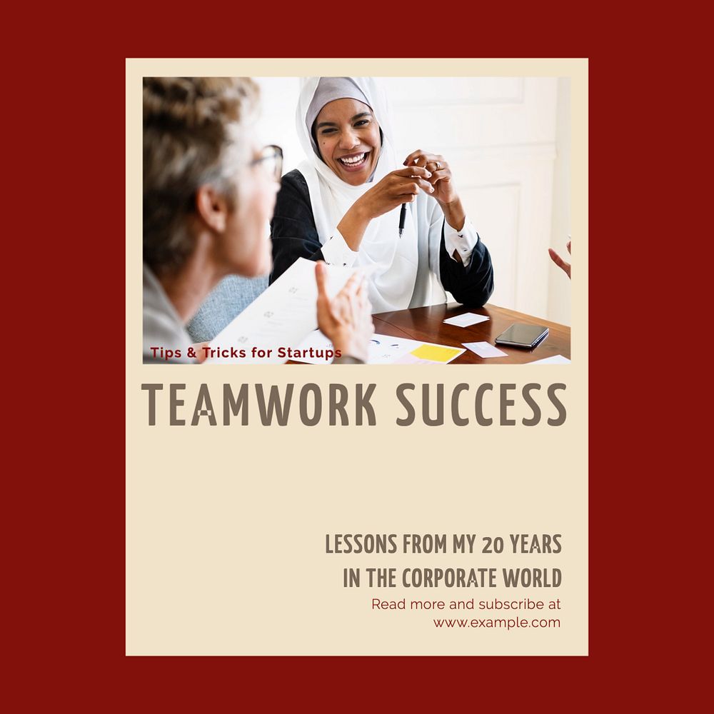 Teamwork success Instagram post template, editable social media ad