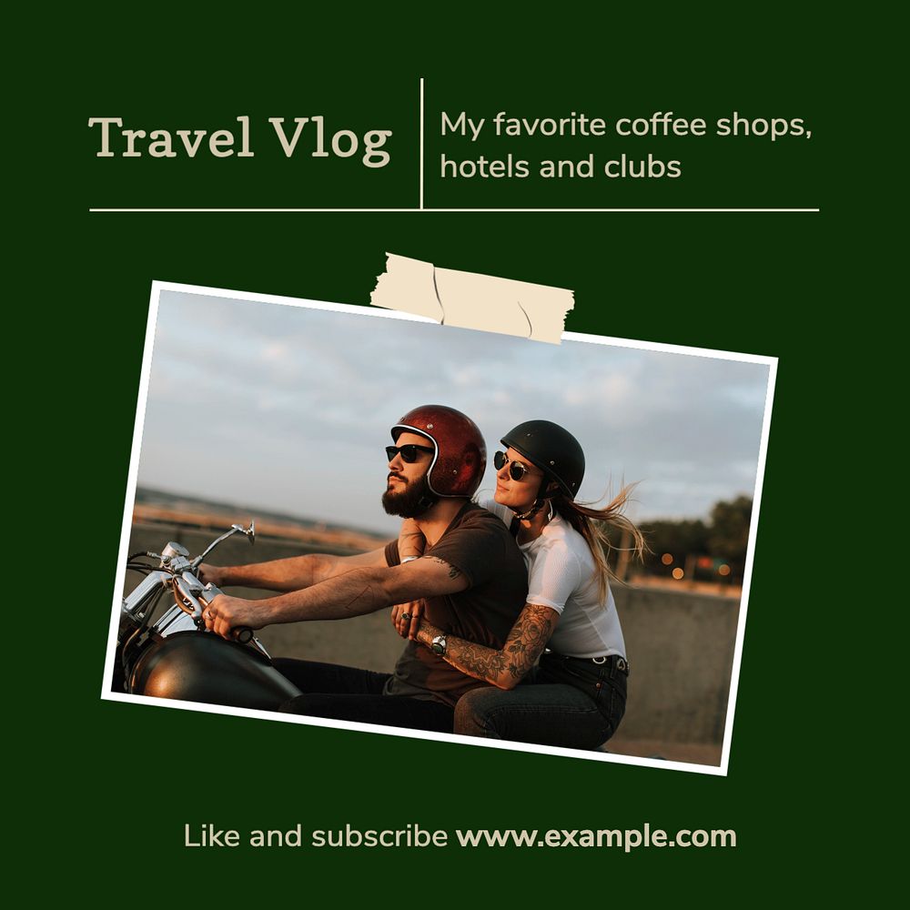 Travel vlog Instagram post template, editable social media ad