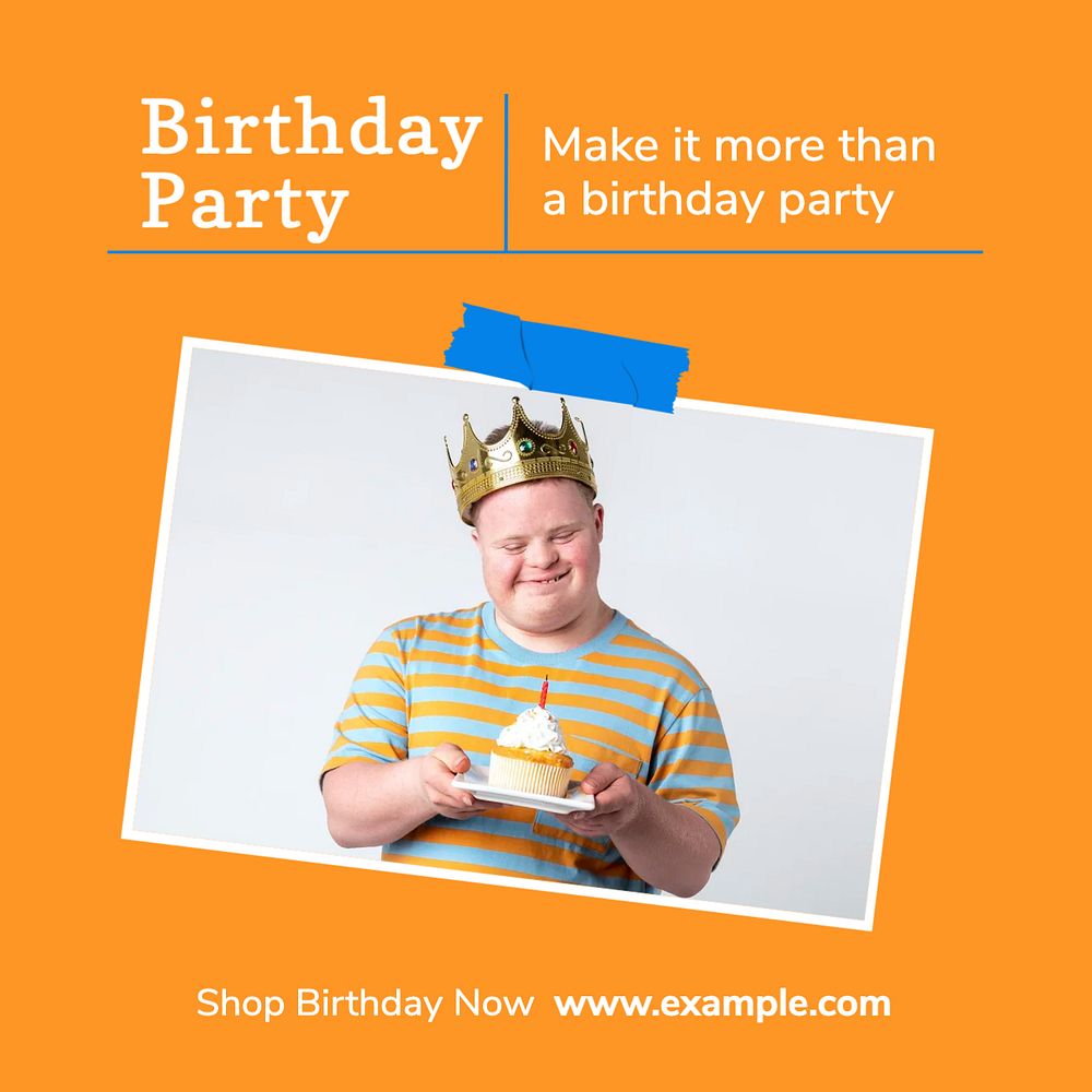 Birthday party Instagram post template, editable social media ad