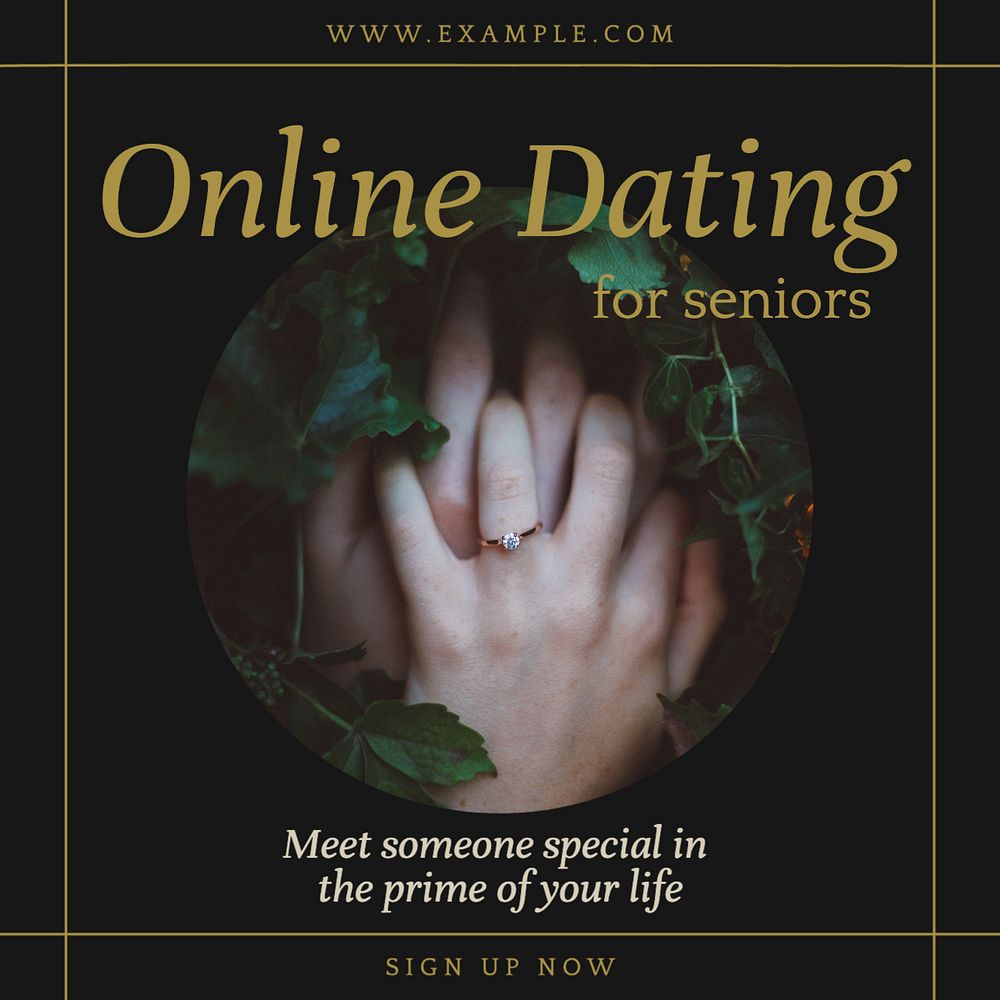 Senior online dating Instagram post template, editable social media ad