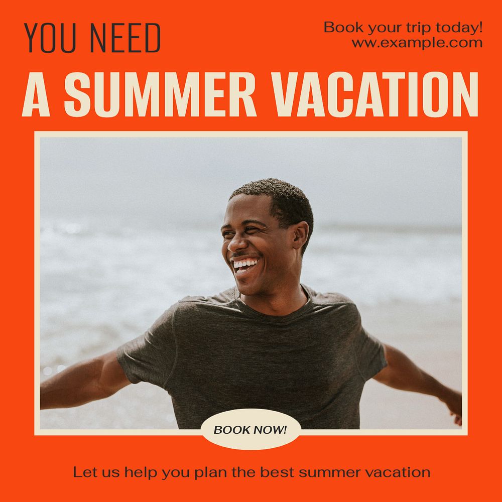 Summer vacation Instagram post template, editable social media ad