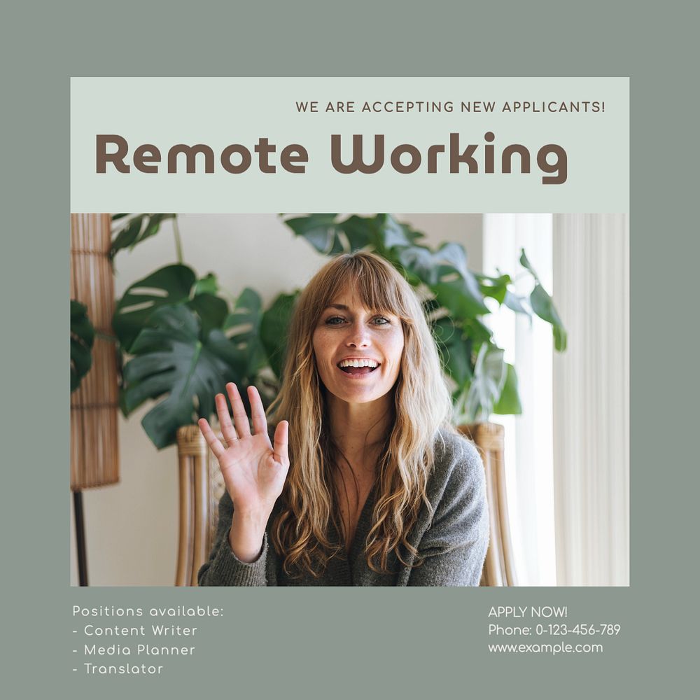 Remote working Instagram post template, editable social media ad