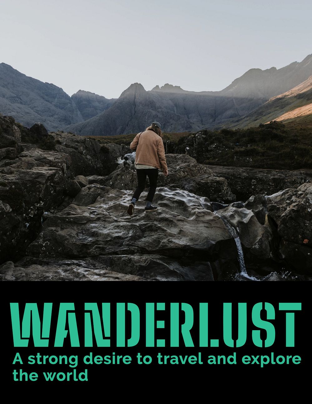 Wanderlust flyer template, editable text & design