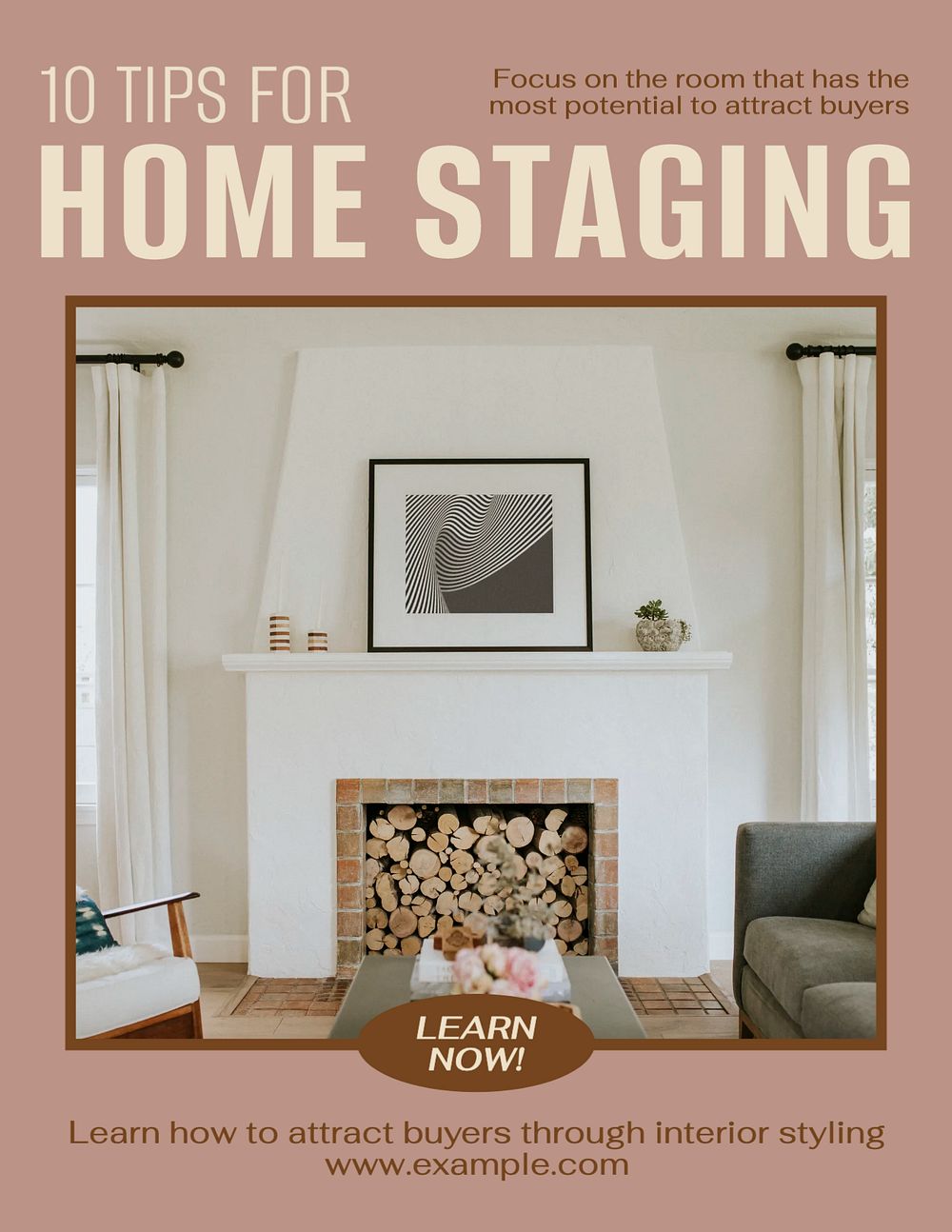 Home staging flyer template, editable text & design