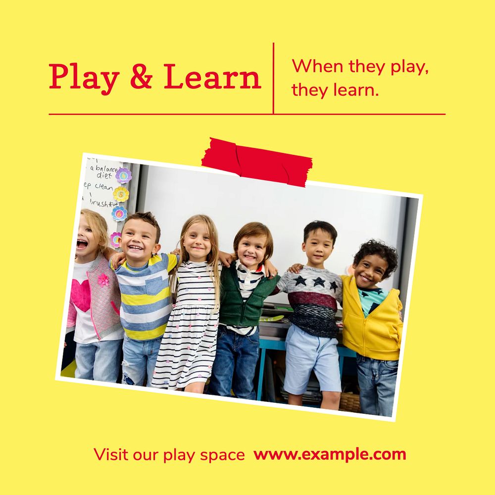 Play & learn Facebook post template, editable social media ad