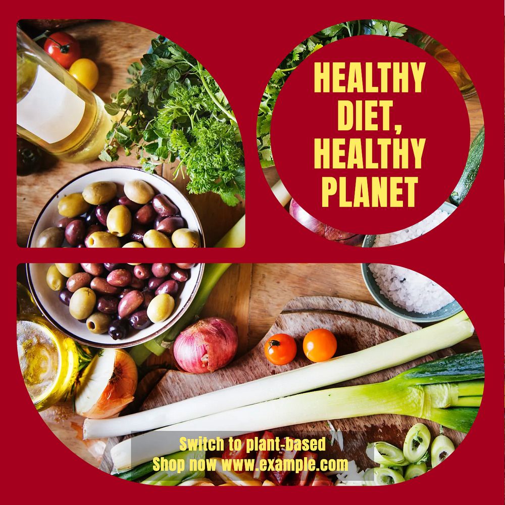 Plant based diet Facebook post template, editable social media ad