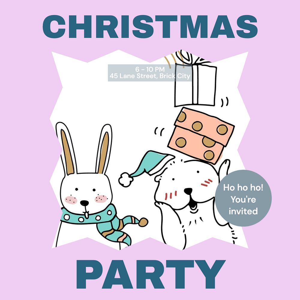 Christmas party Facebook post template, editable social media ad