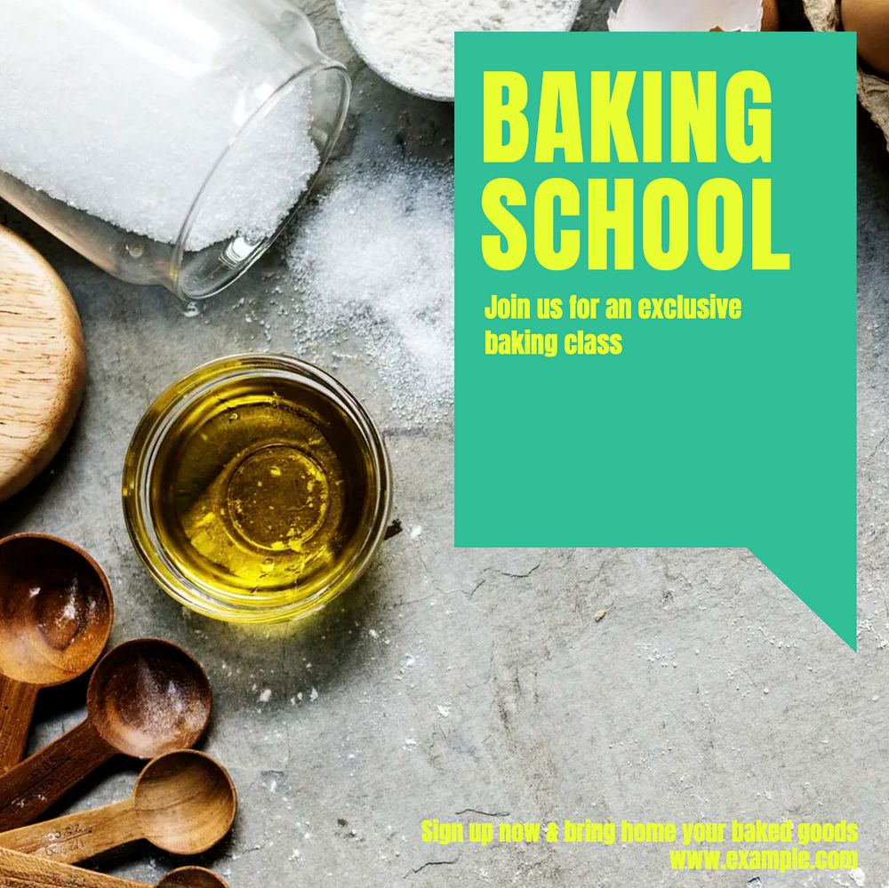 Baking school Facebook post template, editable social media ad