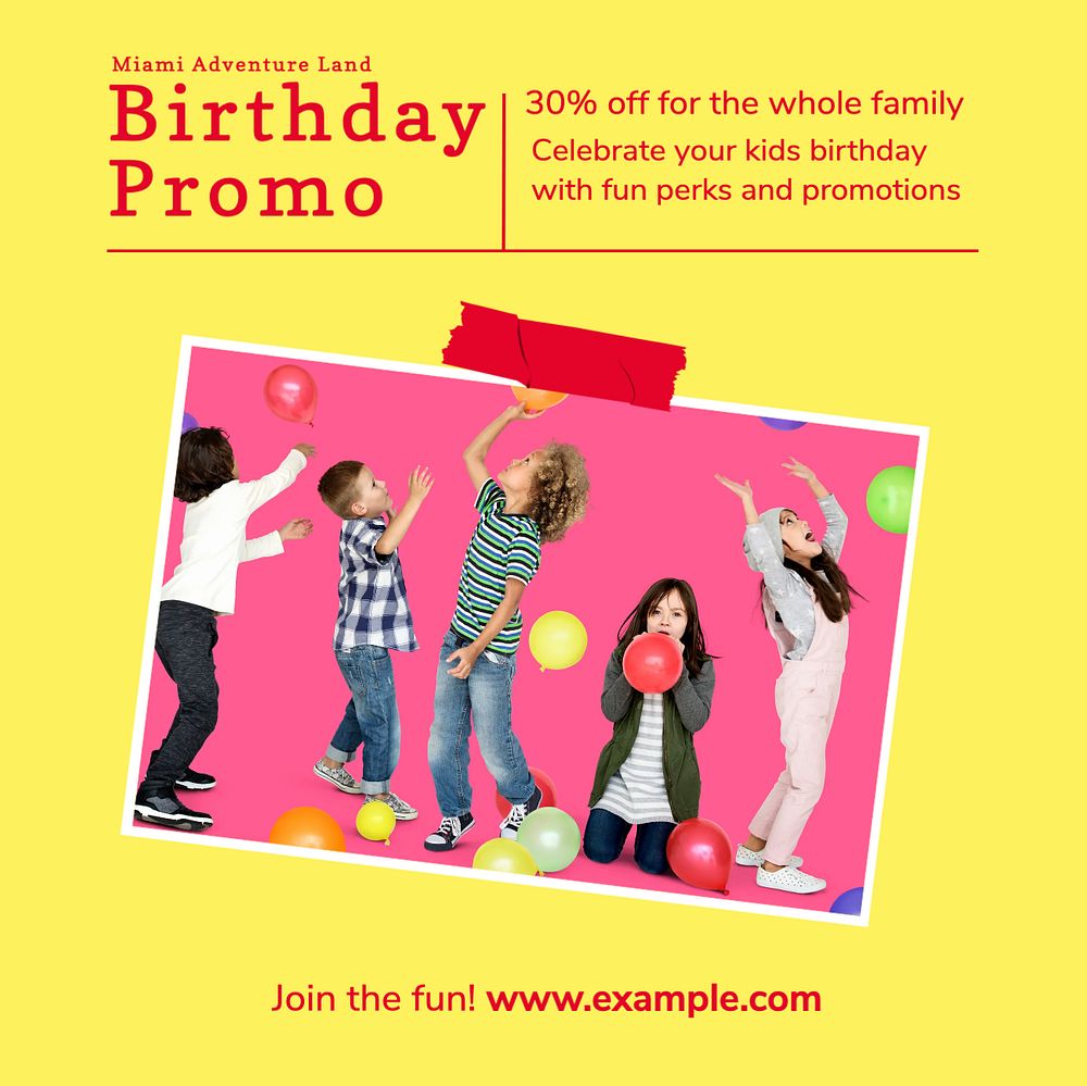 Birthday promo Facebook post template, editable social media ad