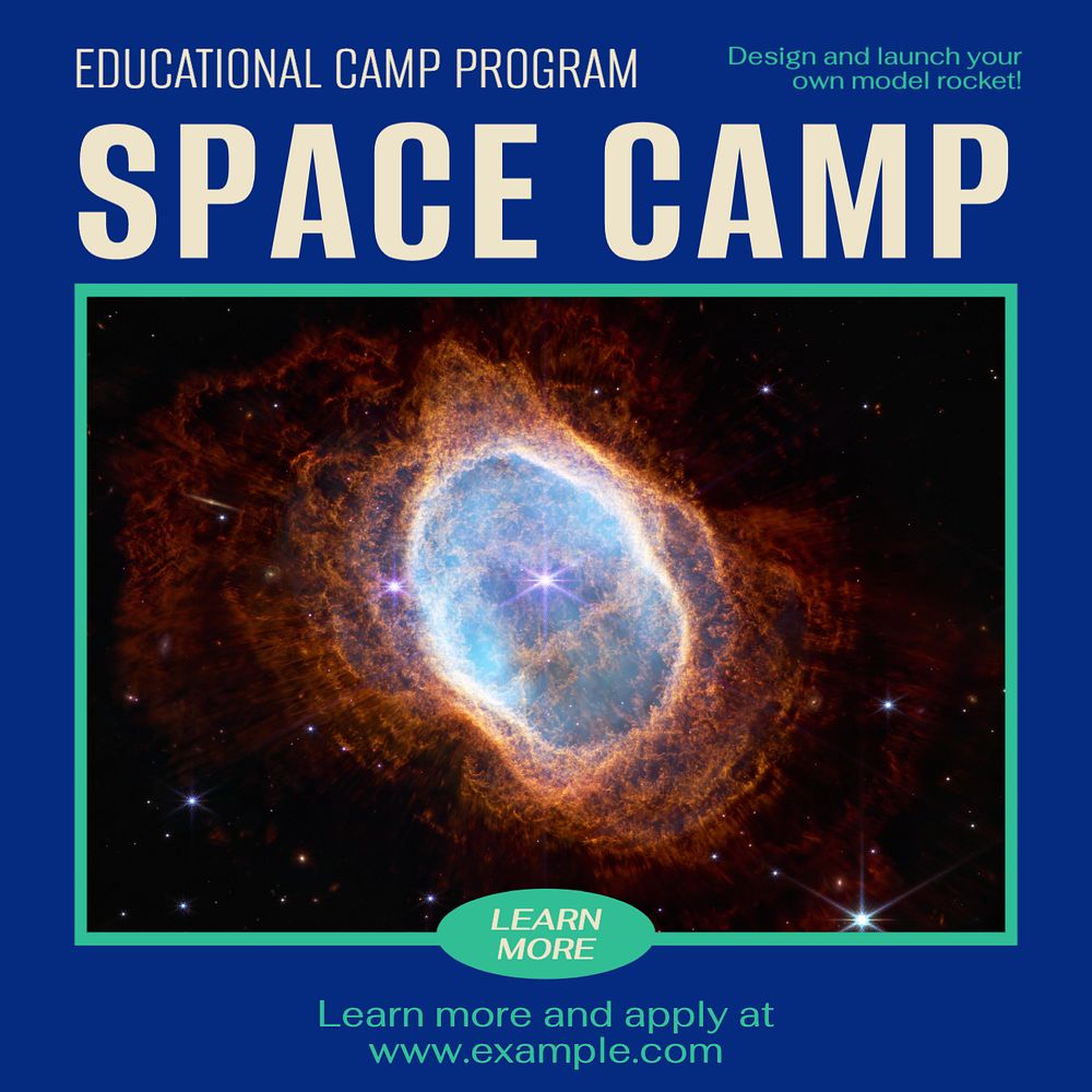 Space camp background Facebook post template, editable social media ad