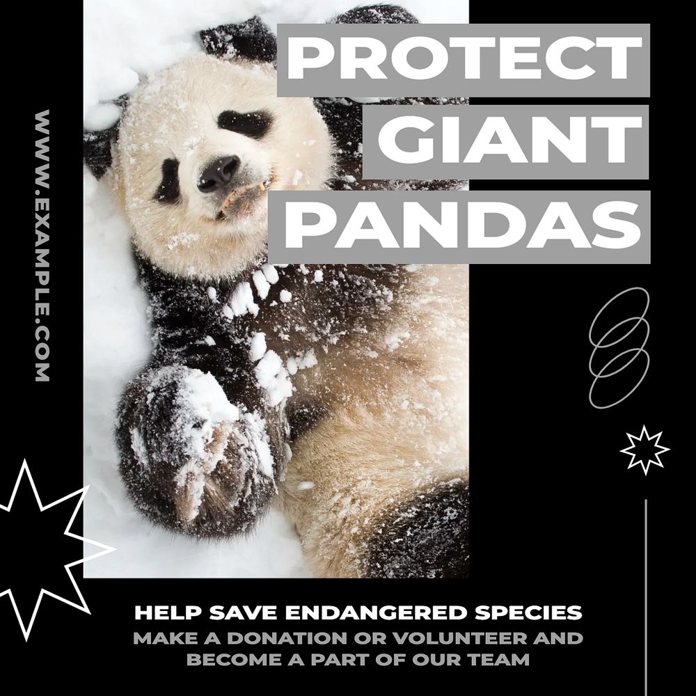 Protect giant panda Facebook post template, editable social media ad