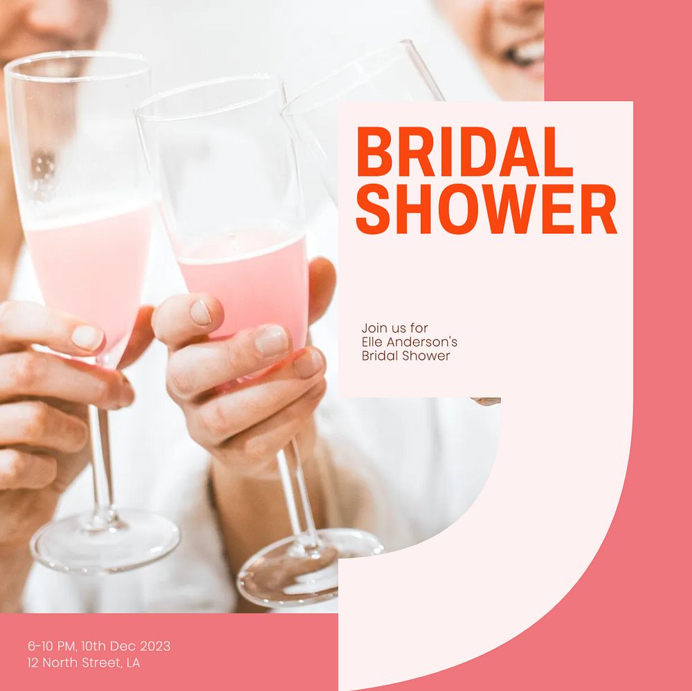 Bridal shower Facebook post template, editable social media ad