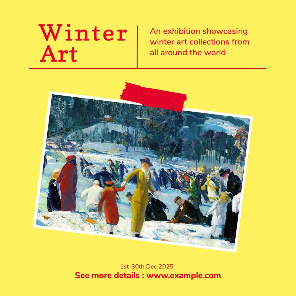 Winter art exhibition Facebook post template, editable social media ad