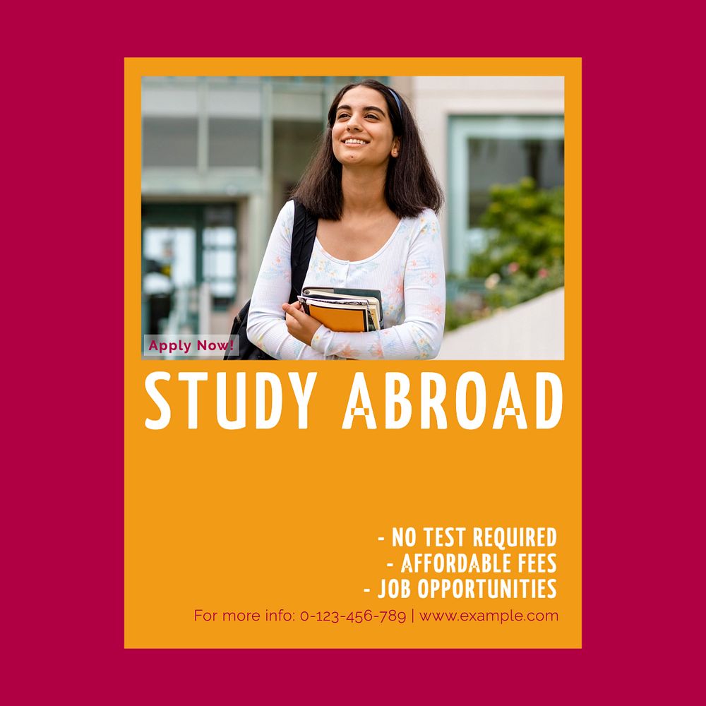 Study abroad Facebook post template, editable social media ad