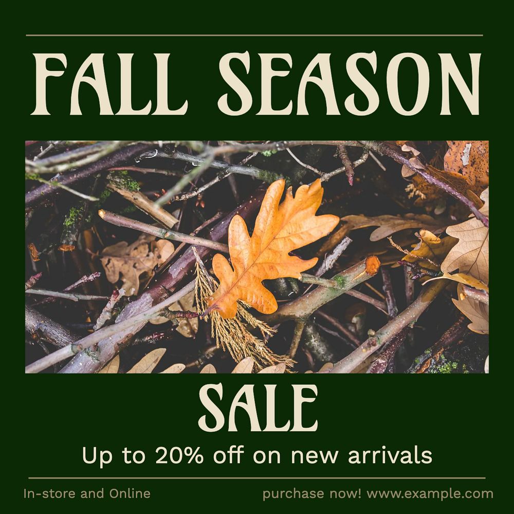 Fall season promotion Facebook post template, editable social media ad