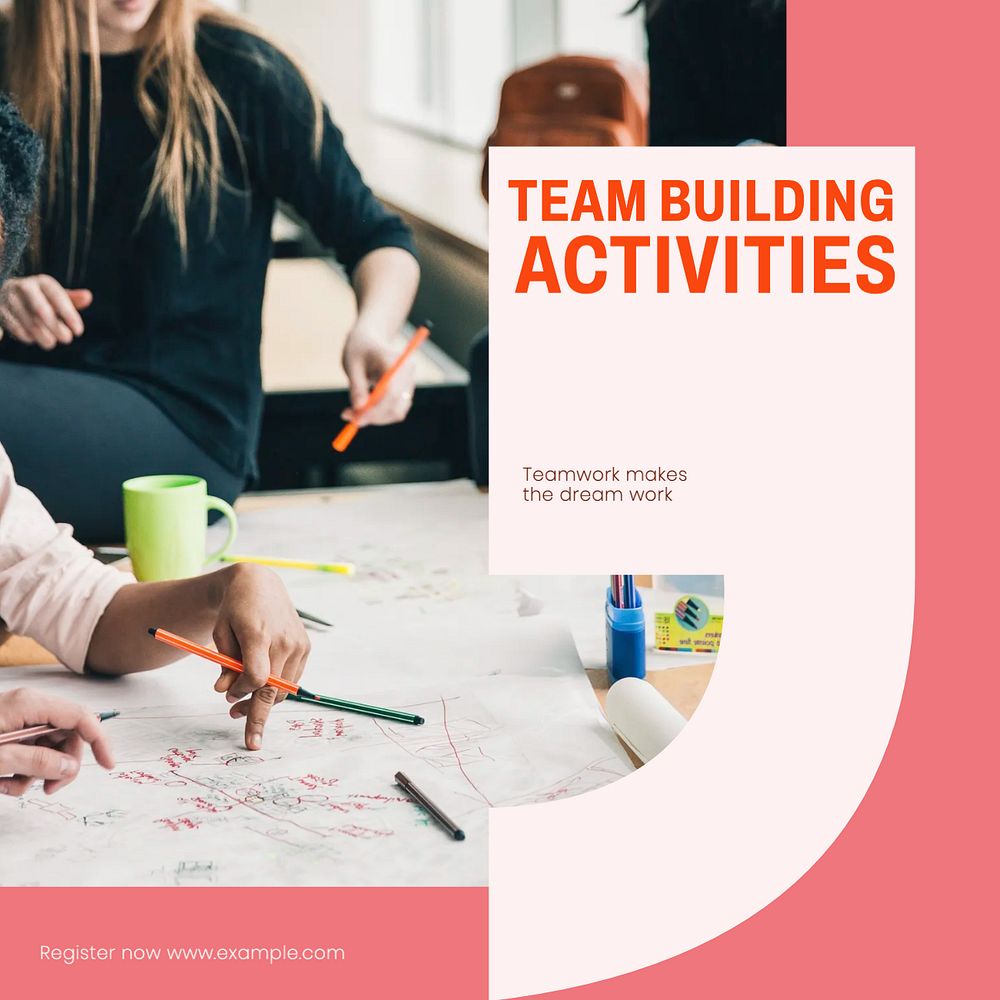 Team building work Facebook post template, editable social media ad