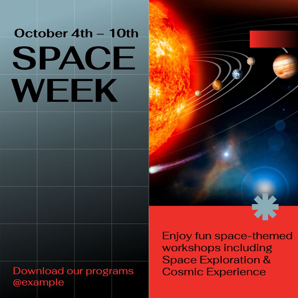 Space week Facebook post template, editable social media ad