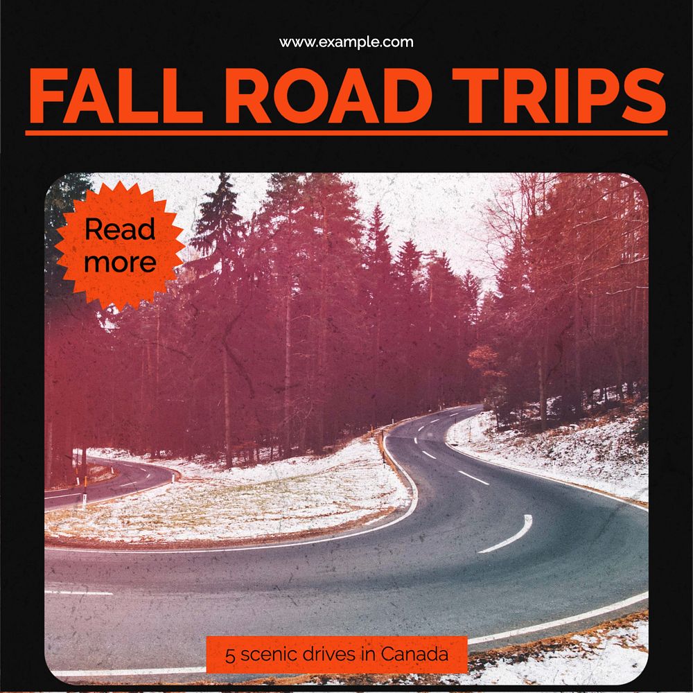 Fall road trip Facebook post template, editable social media ad