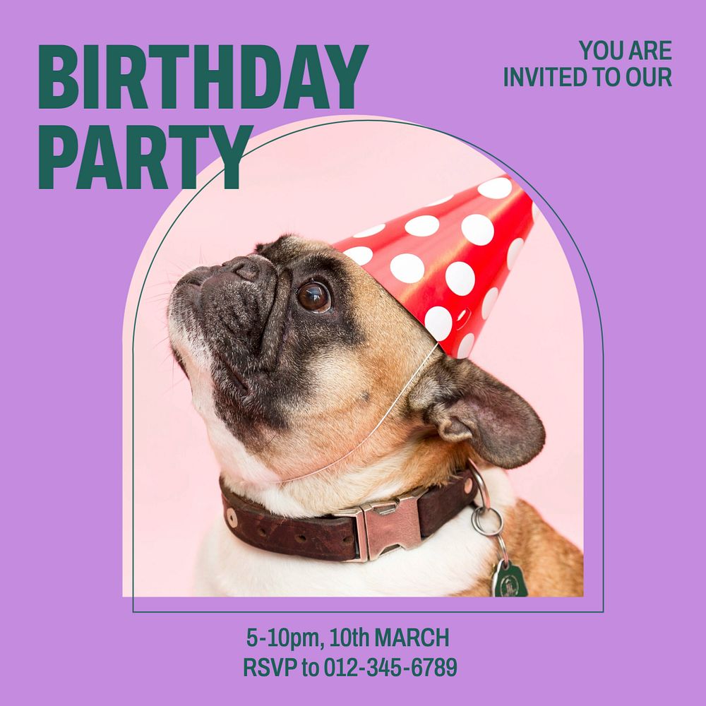 Birthday party Facebook post template, editable social media ad