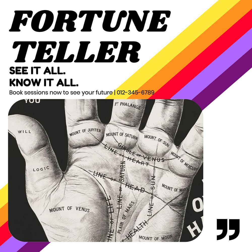 Fortune teller Facebook post template, editable social media ad