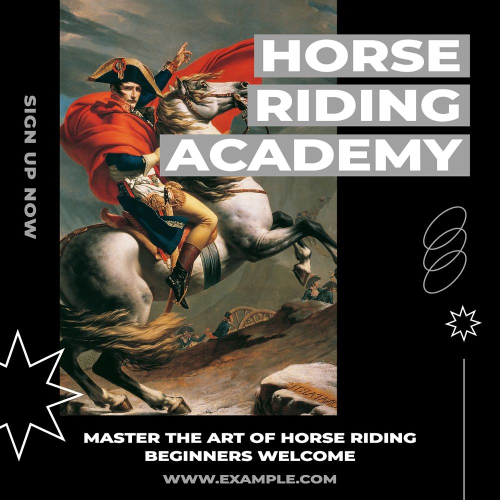 Horse riding academy Facebook post template, editable social media ad