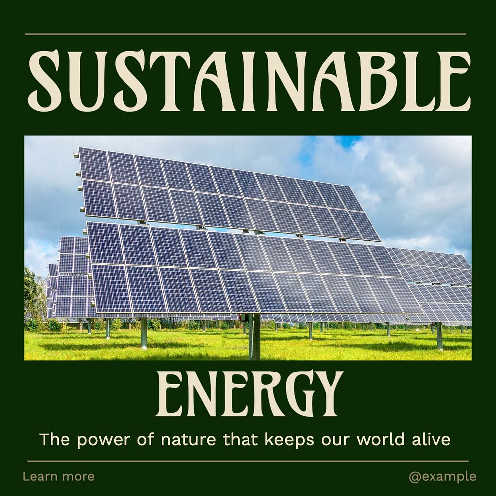 Sustainable energy Facebook post template, editable social media ad