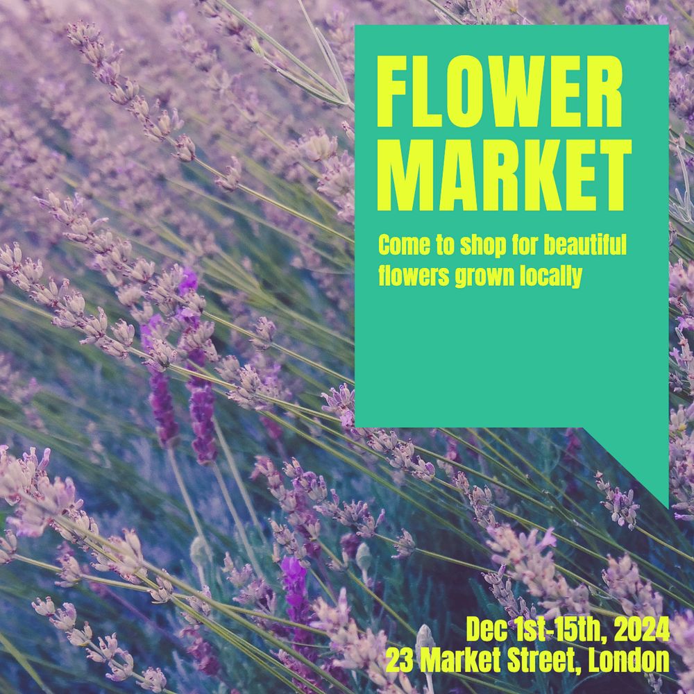 Flower market Facebook post template, editable social media ad