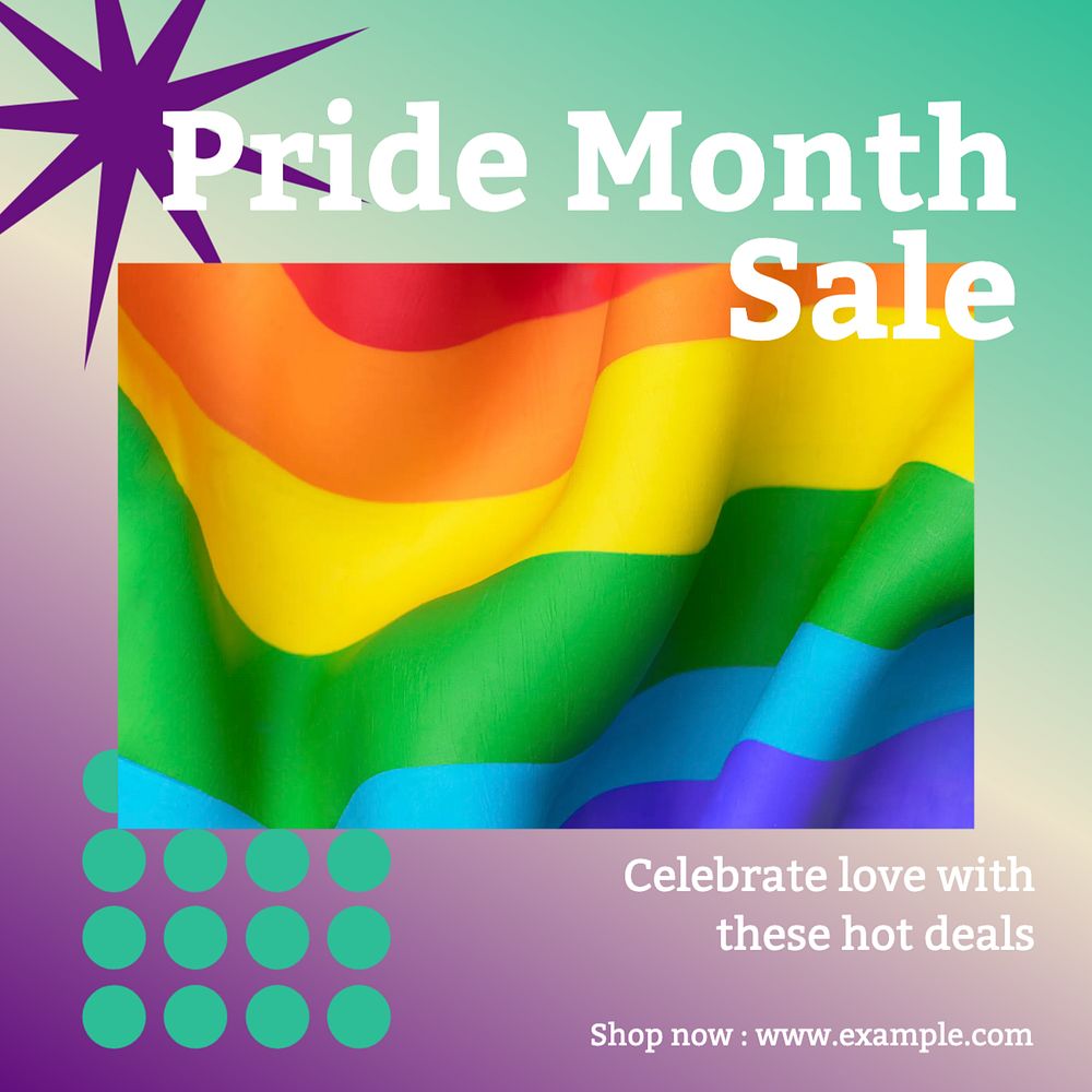 Pride month sale Facebook post template, editable social media ad