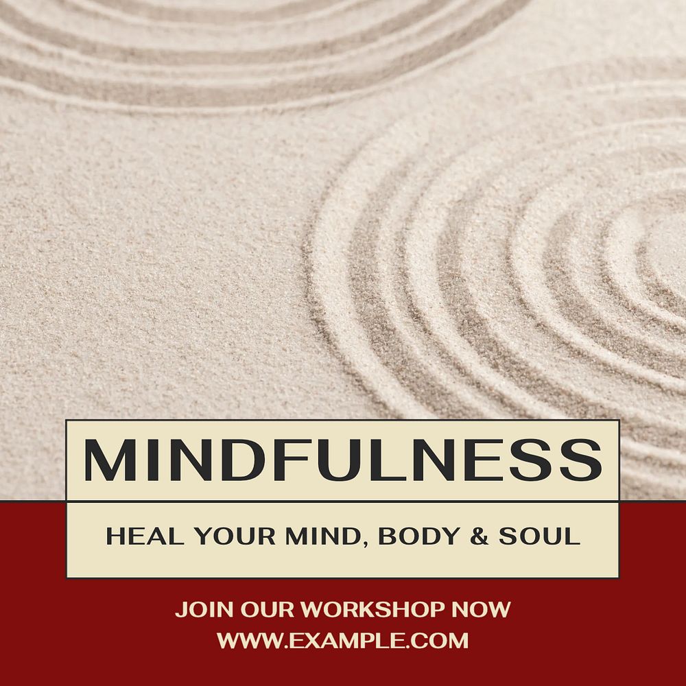 Mindfulness workshop Facebook post template, editable social media ad