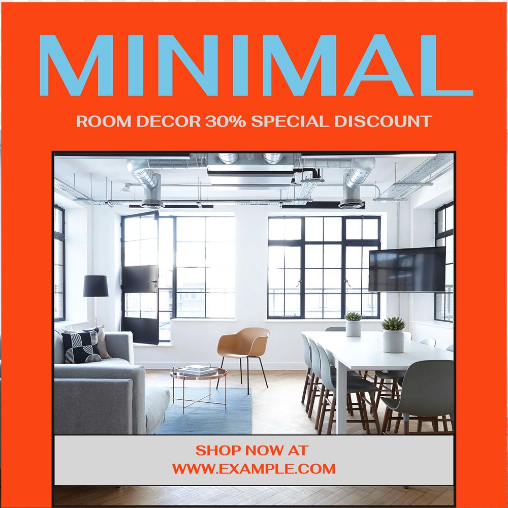 Minimal room decor Facebook post template, editable social media ad