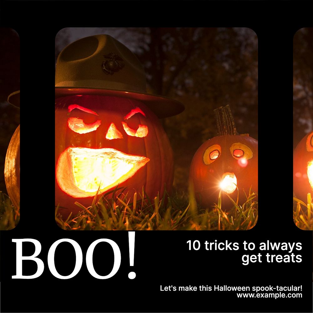 Halloween tricks Facebook post template, editable social media ad