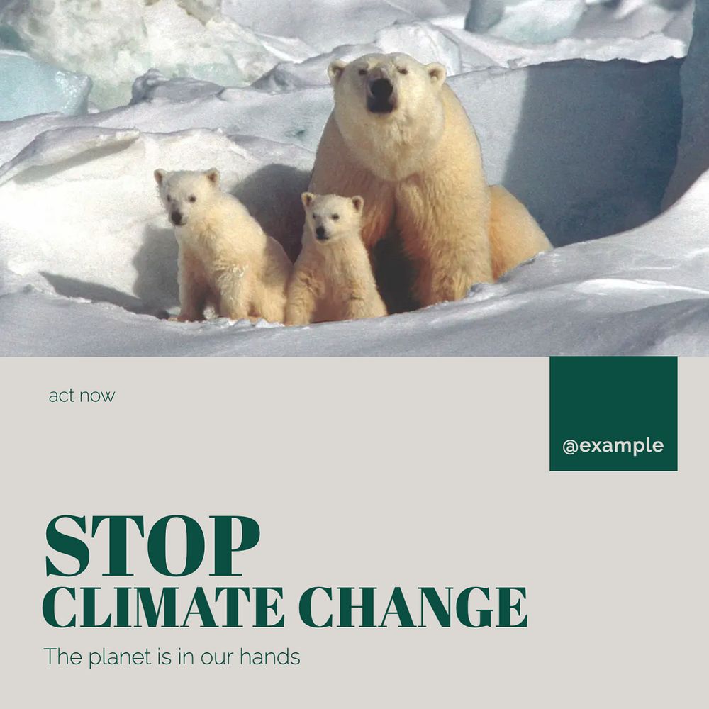 Stop climate change Facebook post template, editable social media ad