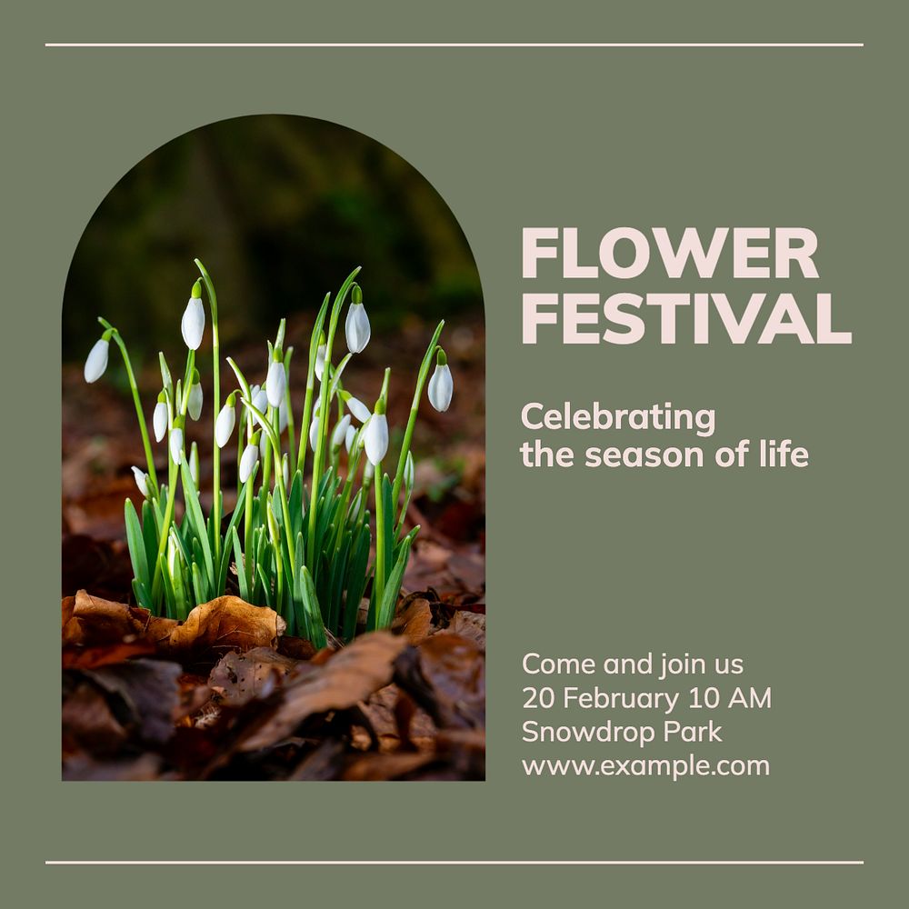 Flower festival Facebook post template, editable social media ad