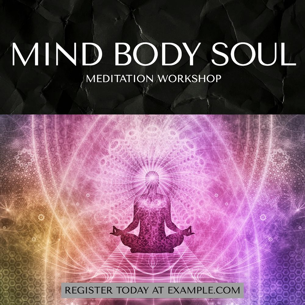 Mind, body, soul Facebook post template, editable social media ad