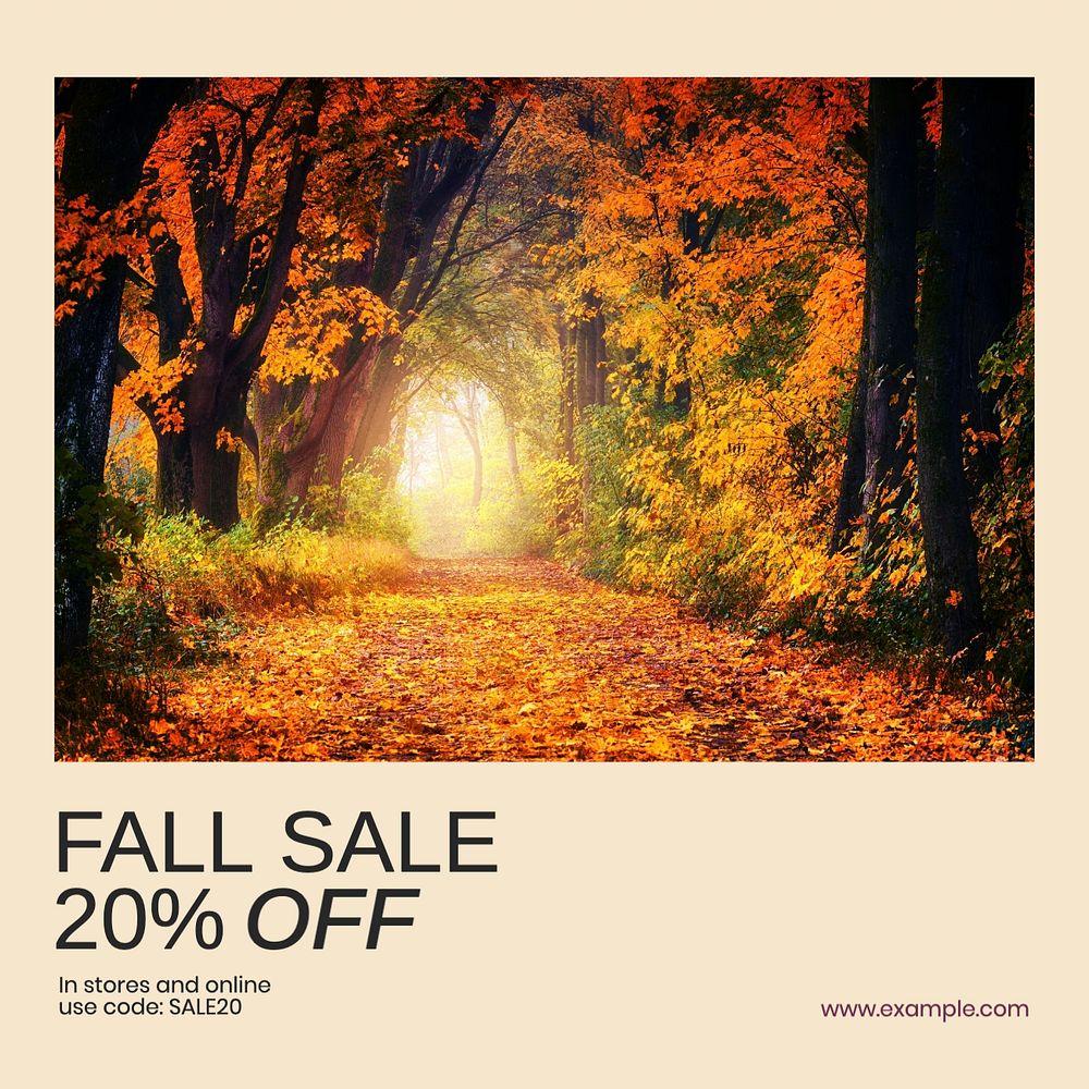 Fall sale Facebook post template, editable social media ad