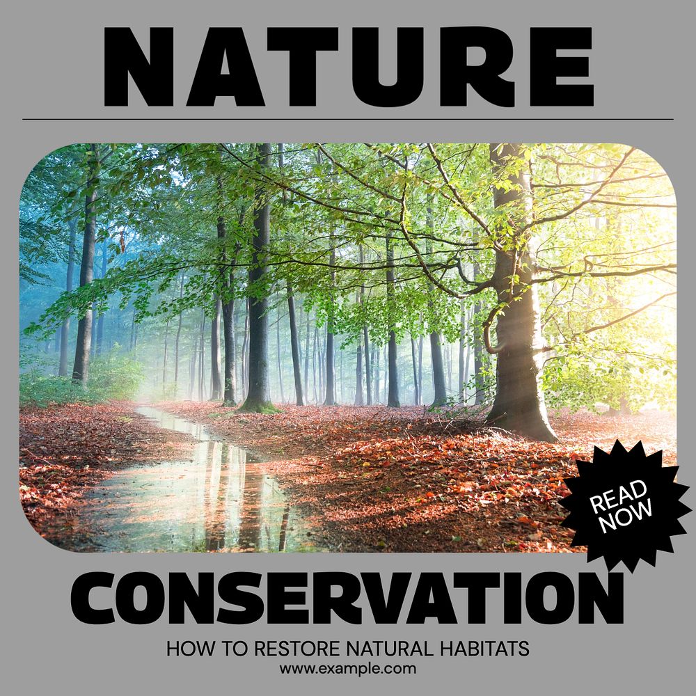 Nature conservation Facebook post template, editable social media ad