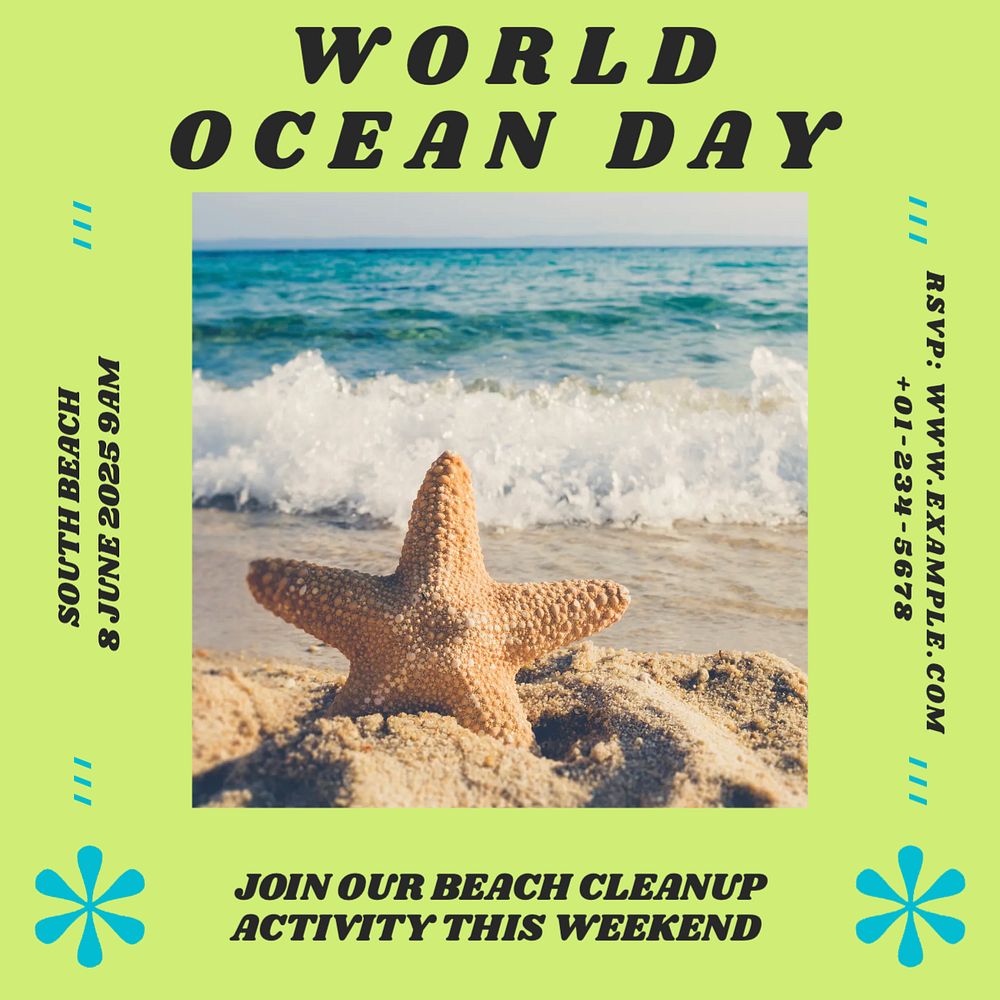 World ocean day Facebook post template, editable social media ad