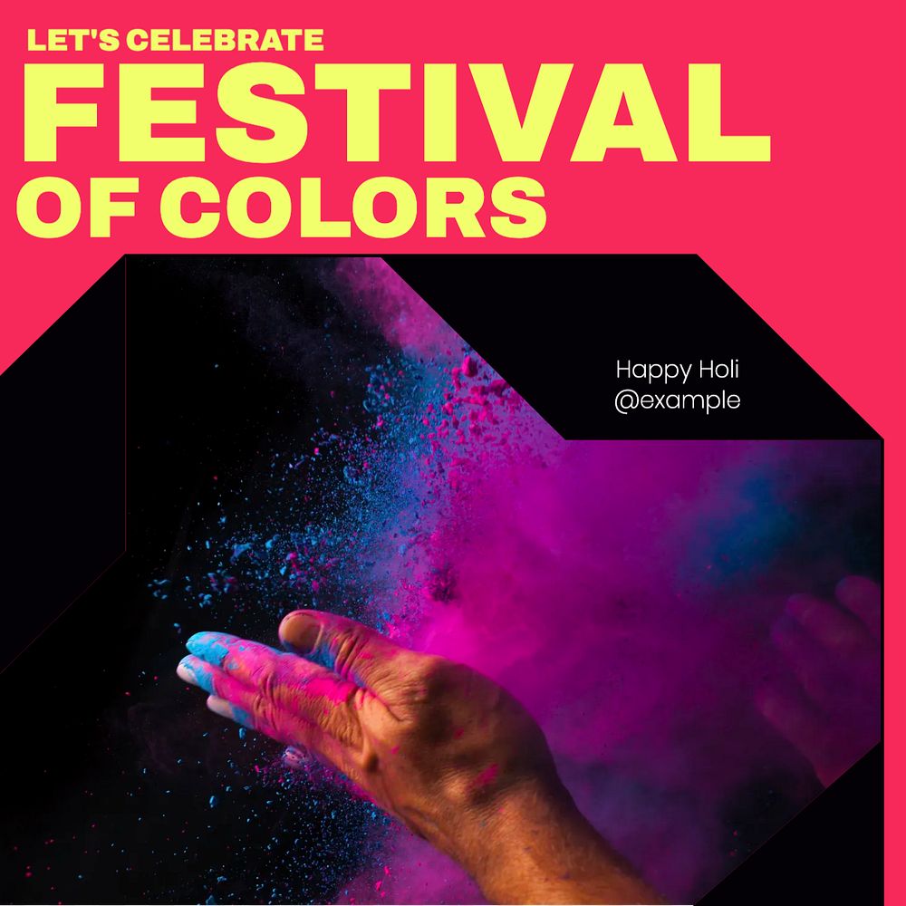 Holi festival Facebook post template, editable social media ad