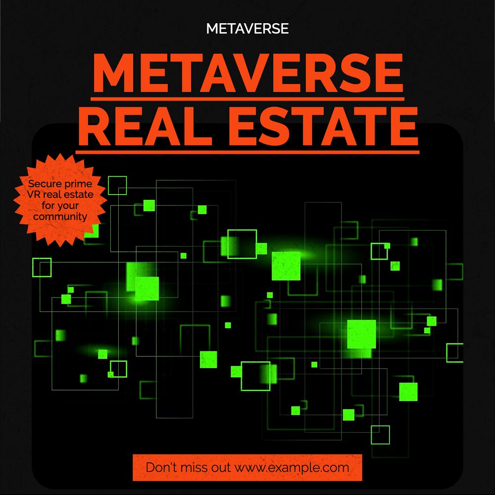 Metaverse VR estate Facebook post template, editable social media ad