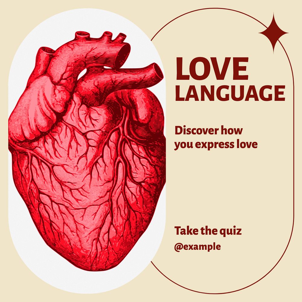 Love language quiz Facebook post template, editable social media ad